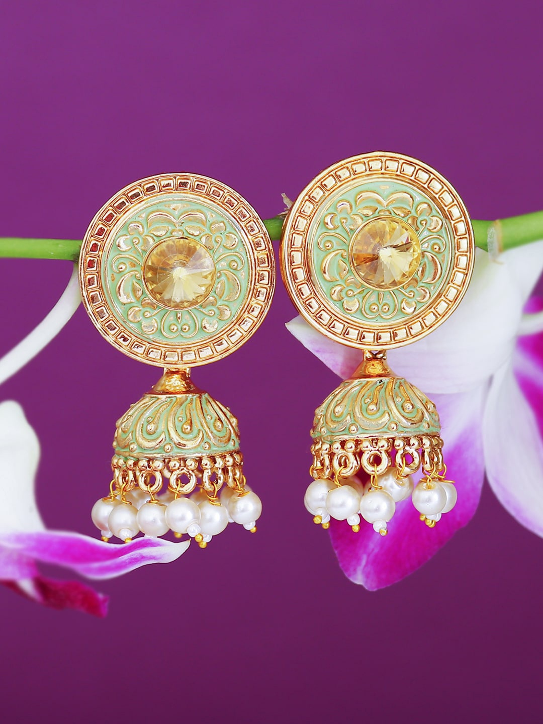 

Sukkhi Gold-Plated Dome Shaped Jhumkas Earrings