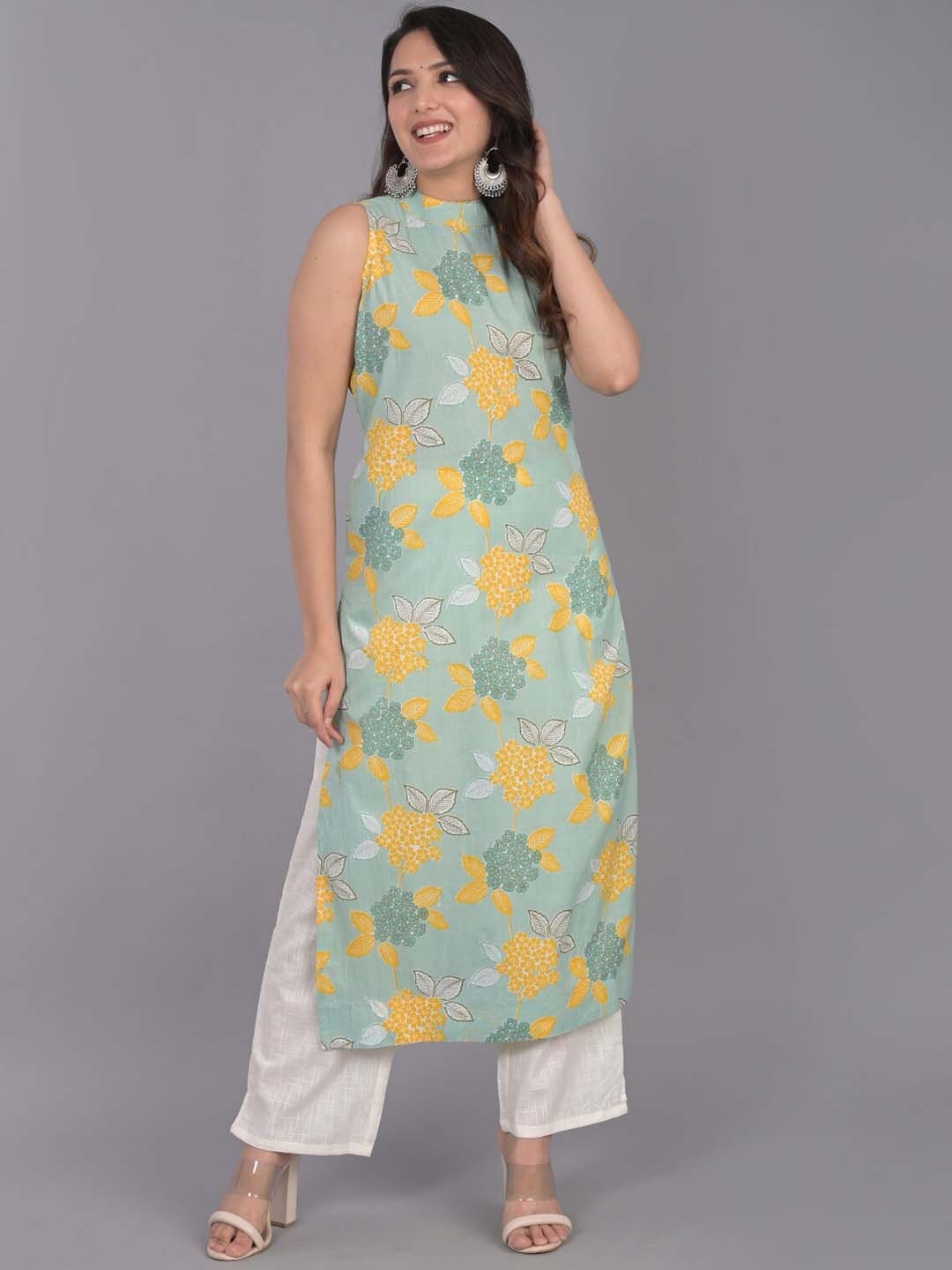 

Do Dhaage Floral Printed Cotton Kurta, Green