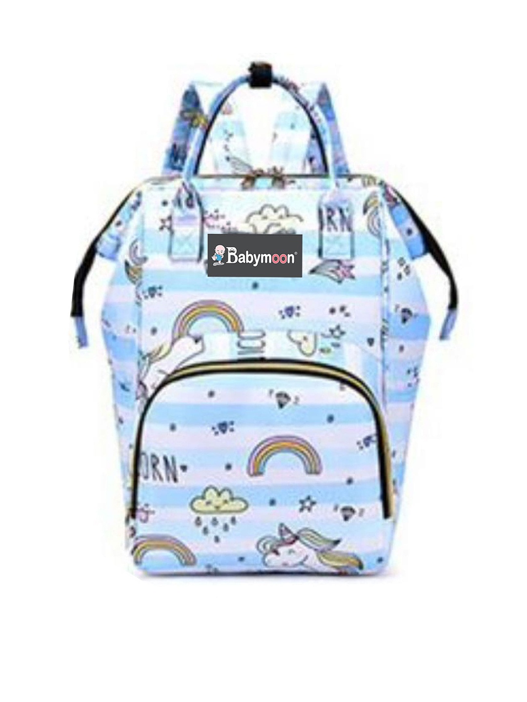 

Babymoon Printed Waterproof Lightweight Diaper Bag, Turquoise blue