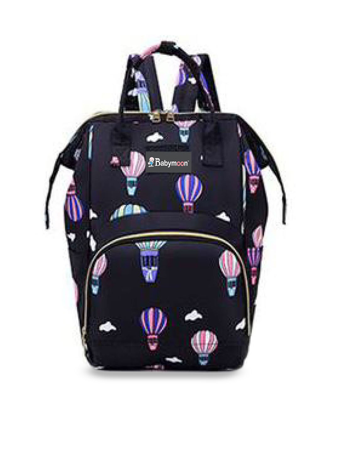 

Babymoon Printed Waterproof Lightweight Diaper Bag, Black