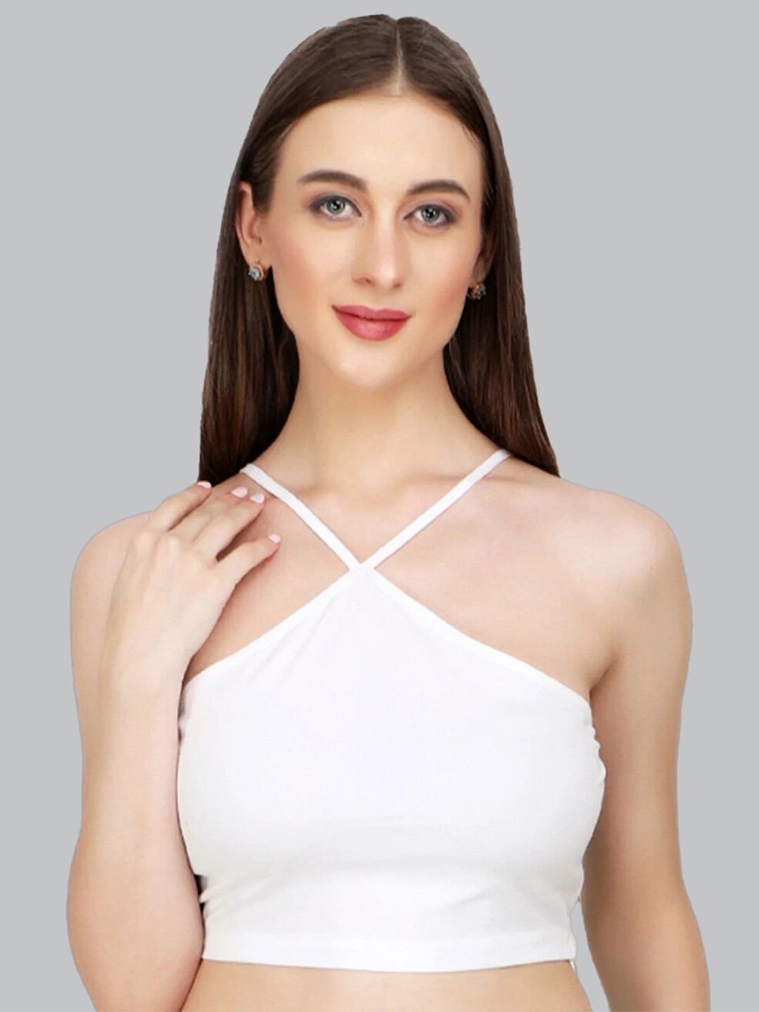 

CUFFS N LASHES Shoulder Straps Bralette Cooton Crop Top, White