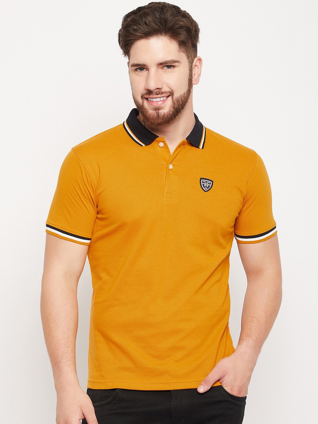 

Cantabil Polo Collar Regular Sleeves T-shirt, Mustard