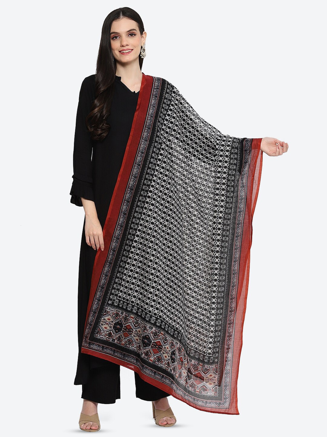 

Biba Ethnic Motifs Printed Dupatta, Black