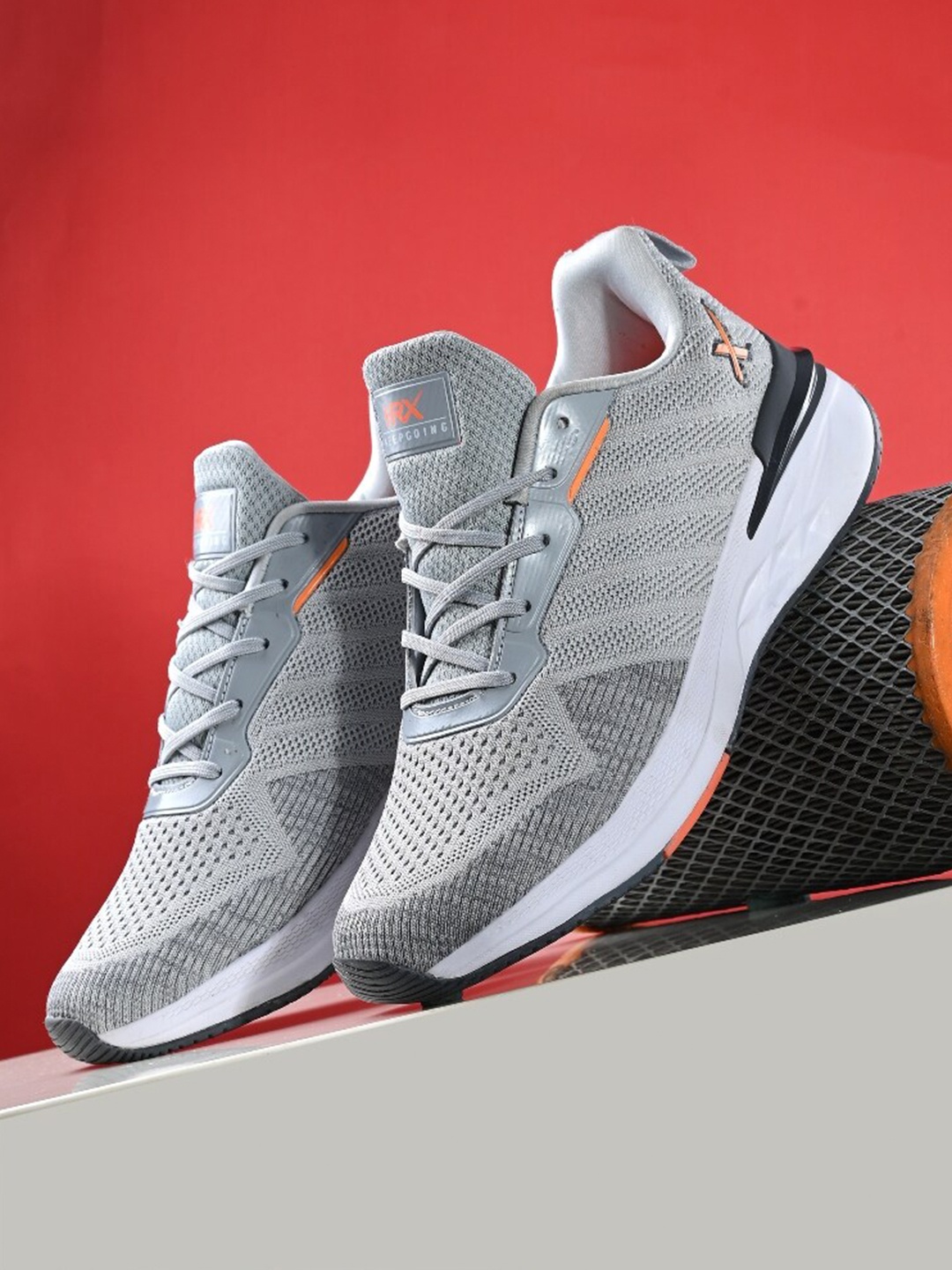 

HRX by Hrithik Roshan Men Grey Mesh Lace-Up Memory Foam Walking Non-Marking Shoes