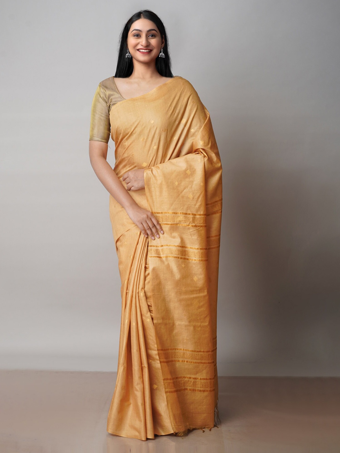 

Unnati Silks Woven Design Zari Silk Cotton Chanderi Saree, Brown