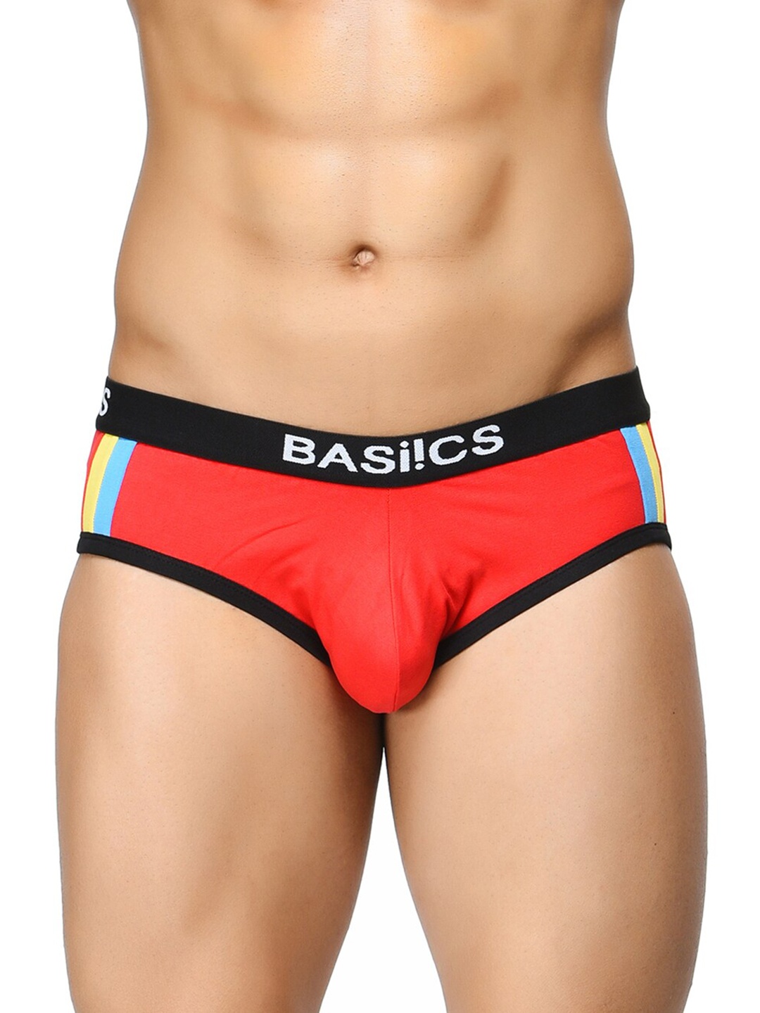 

BASIICS by La Intimo Men Mid-Rise Cotton Basic Briefs, Red