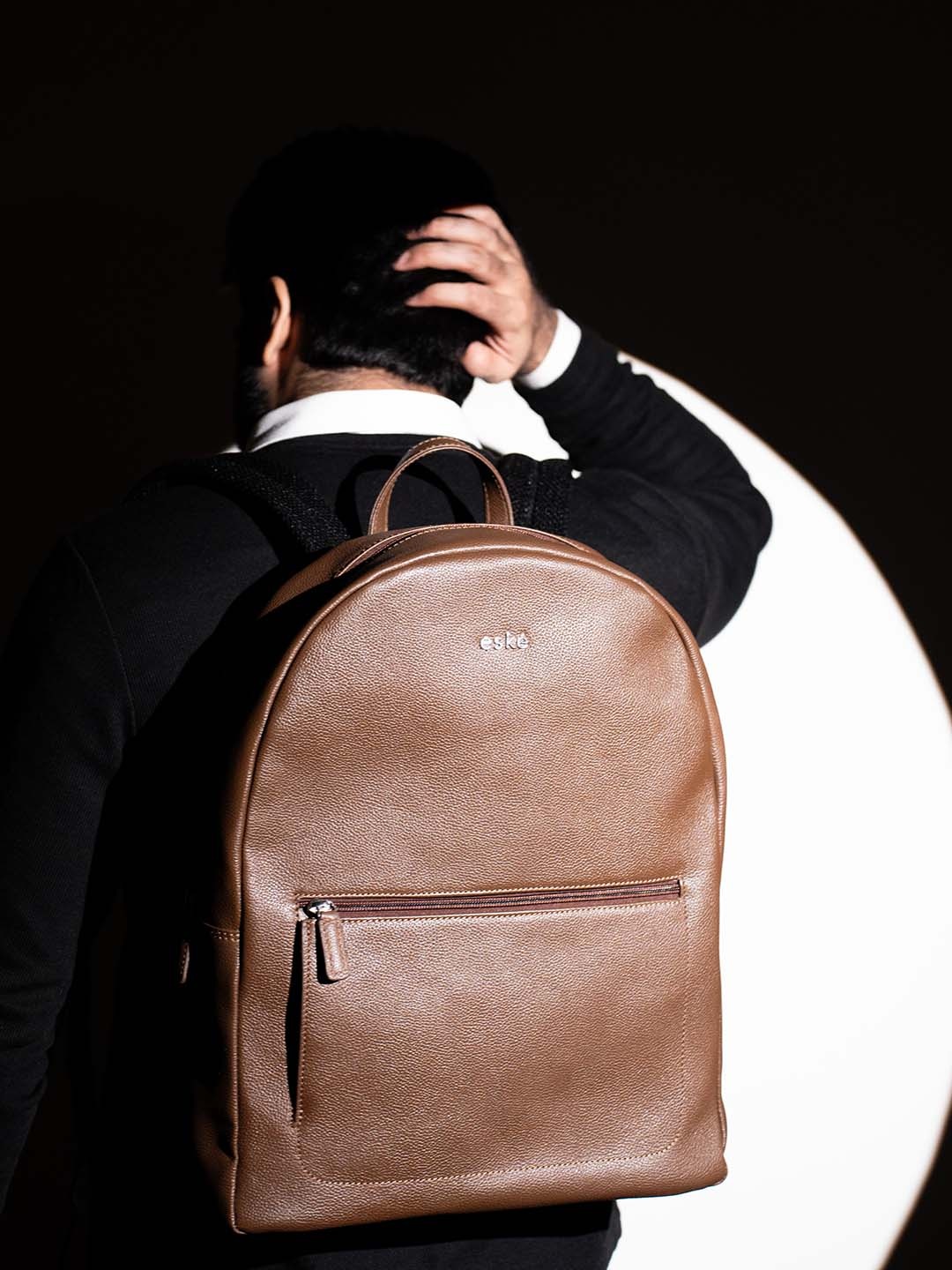 

Eske Leather Padded Backpack, Brown