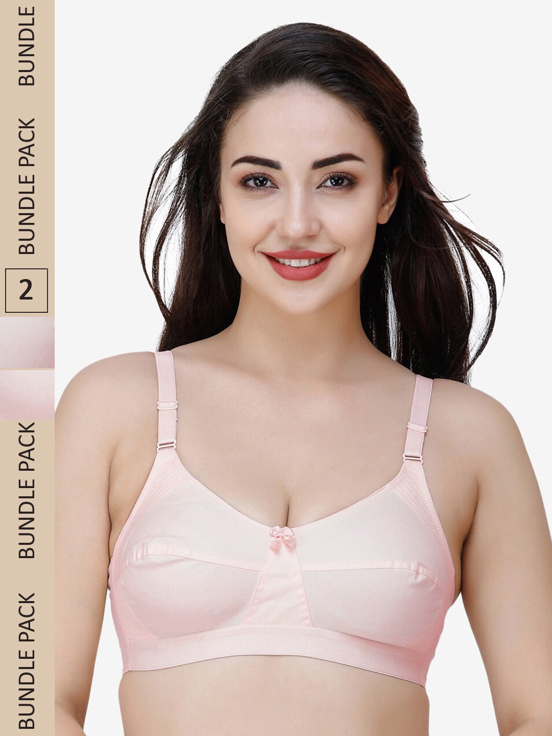 

College Girl Pack Of 2 Full Coverage All Day Comfort Cotton Everyday Bra, Pink