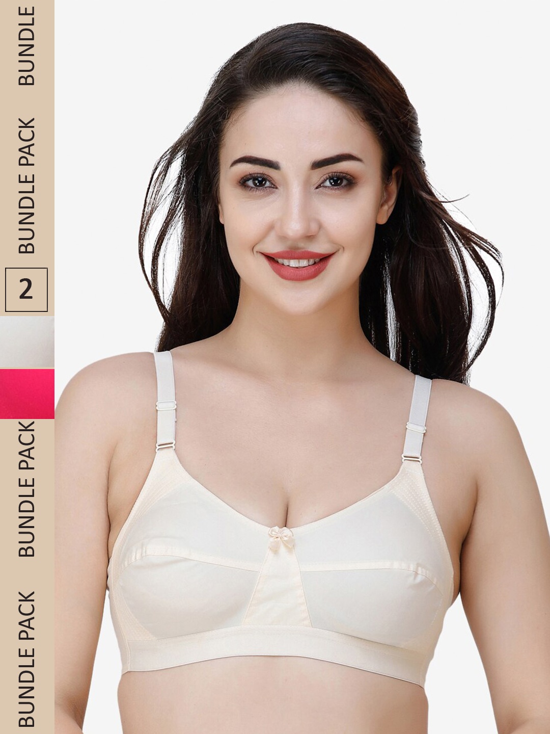 

College Girl Pack Of 2 Full Coverage All Day Comfort Cotton Everyday Bra, Cream