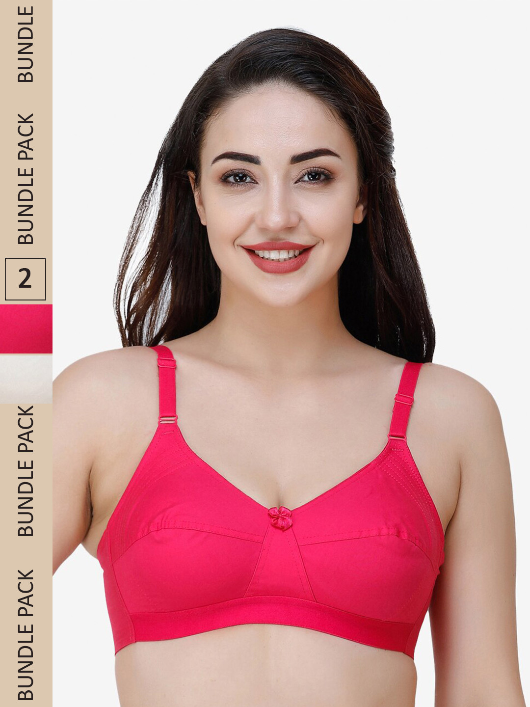 

College Girl Pack Of 2 Full Coverage All Day Comfort Cotton Everyday Bra, Pink
