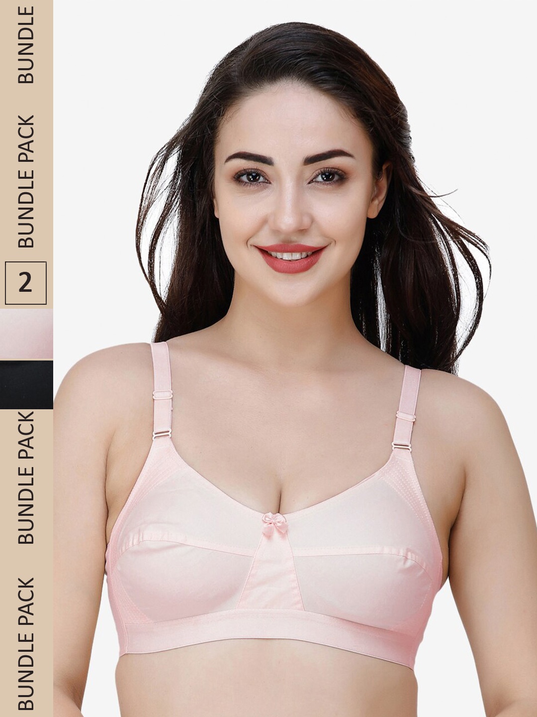 

College Girl Pack Of 2 Full Coverage All Day Comfort Cotton Everyday Bra, Pink