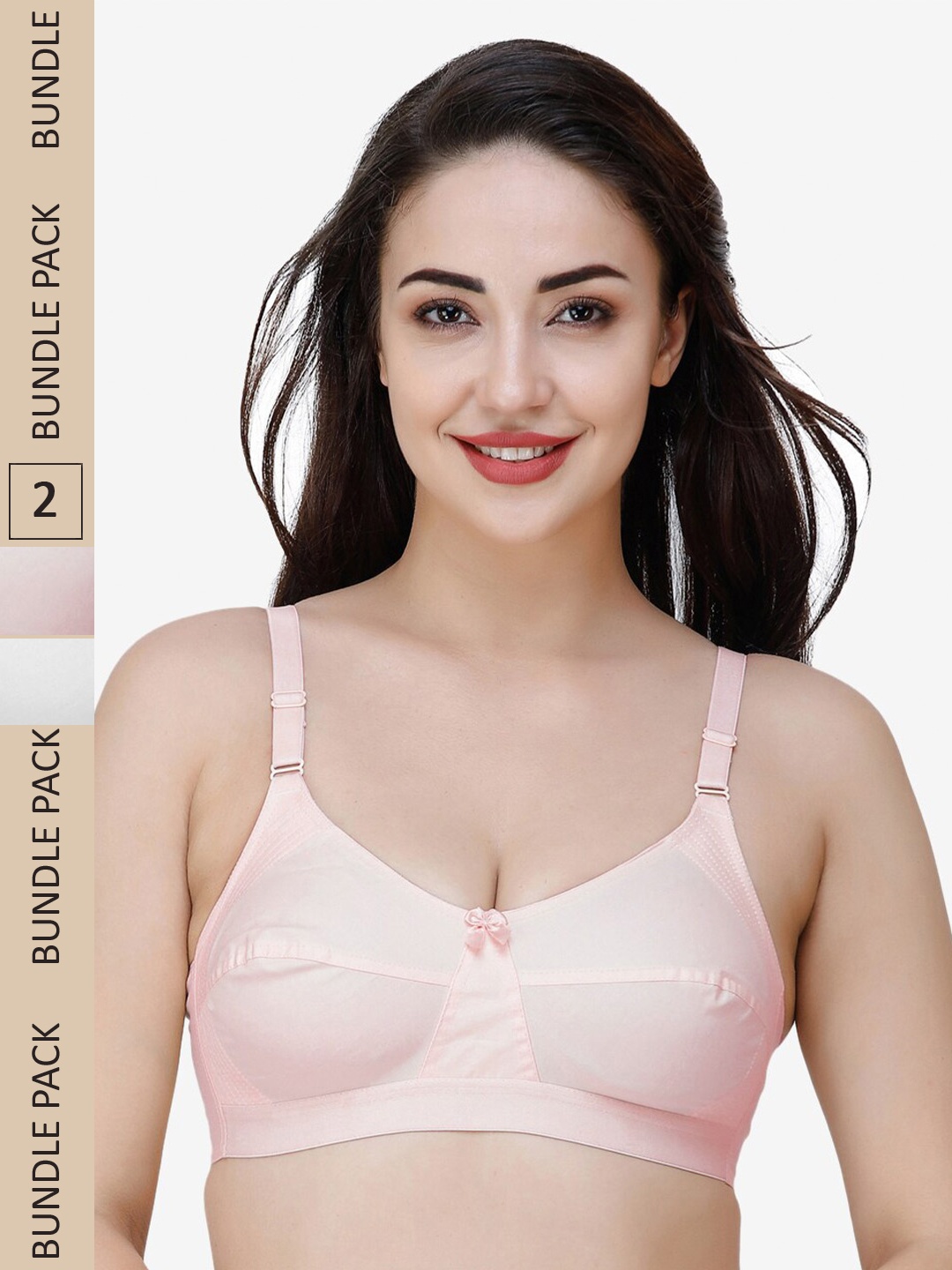 

College Girl Pack Of 2 Full Coverage All Day Comfort Cotton Everyday Bra, Pink