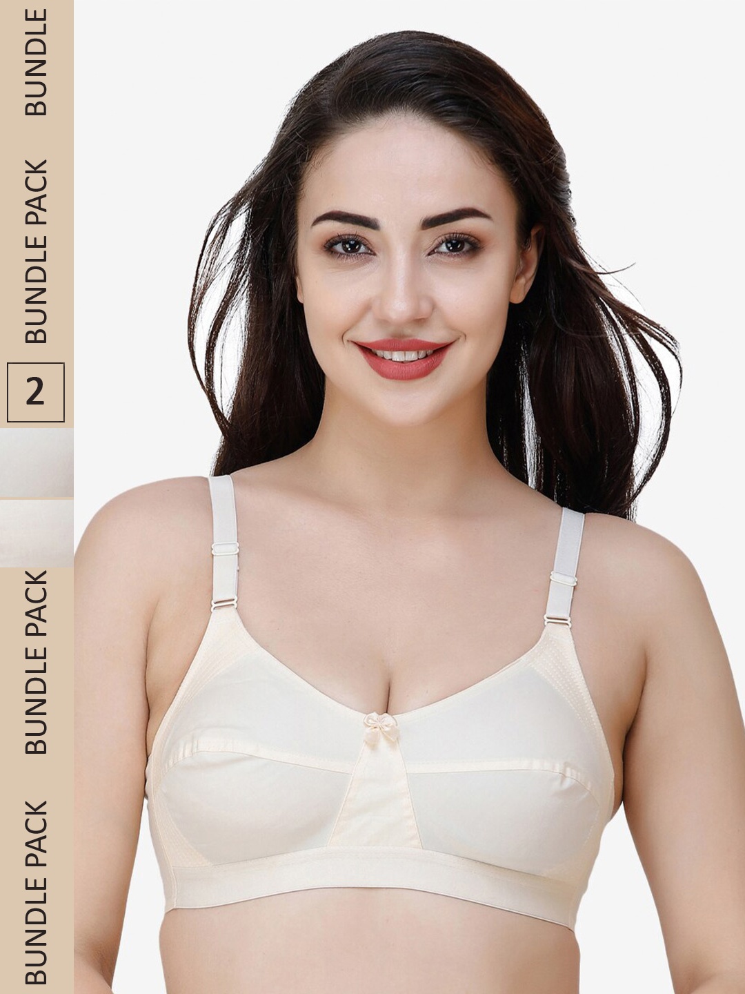 

College Girl Pack Of 2 Full Coverage All Day Comfort Cotton Everyday Bra, Cream