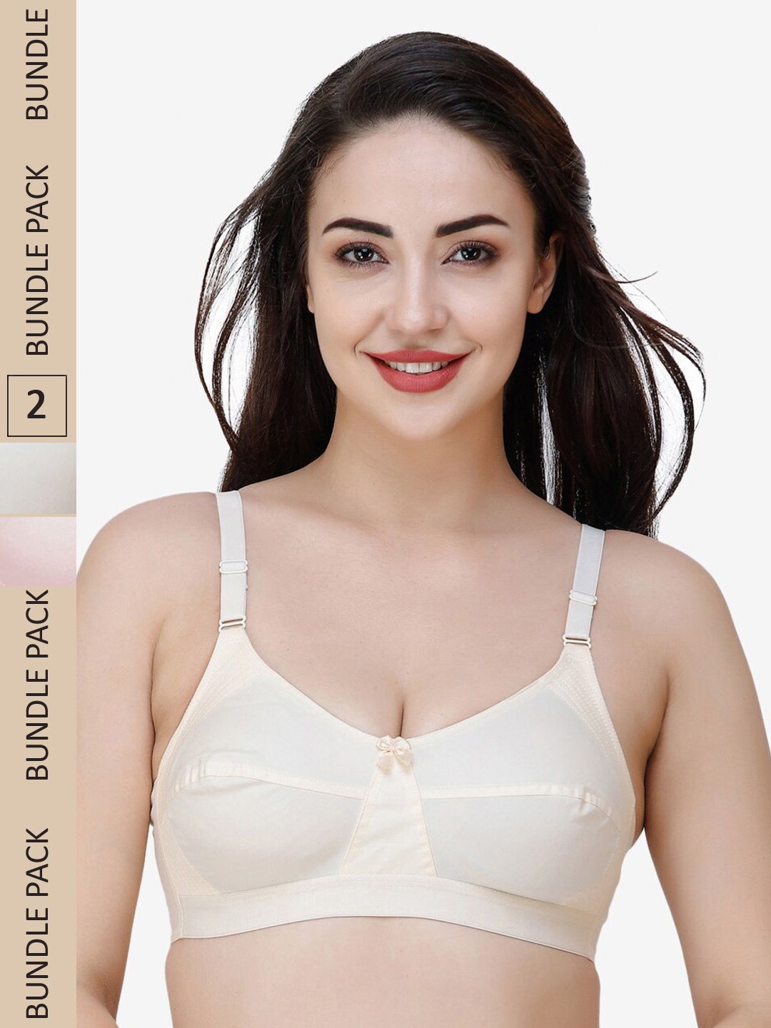 

College Girl Pack Of 2 Full Coverage All Day Comfort Pure Cotton Everyday Bra, Pink