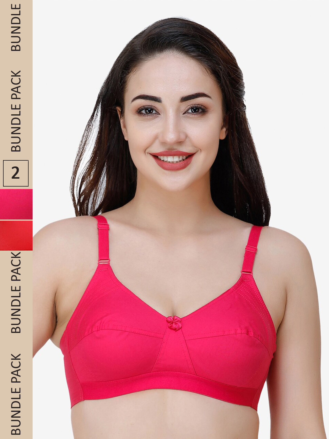 

College Girl Pack Of 2 Full Coverage All Day Comfort Cotton Everyday Bra, Pink