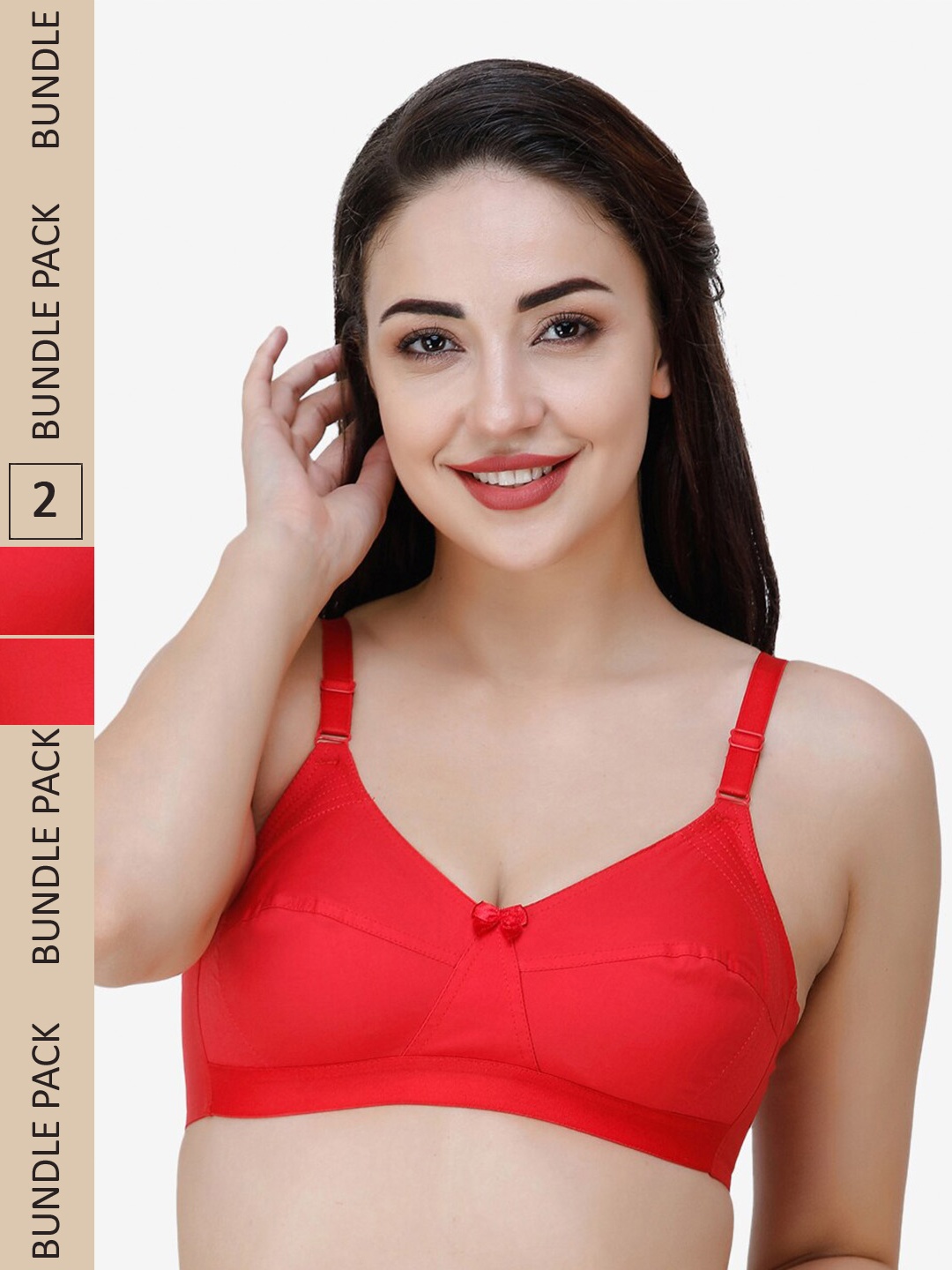 

College Girl Pack Of 2 Full Coverage All Day Comfort Cotton Everyday Bra, Red