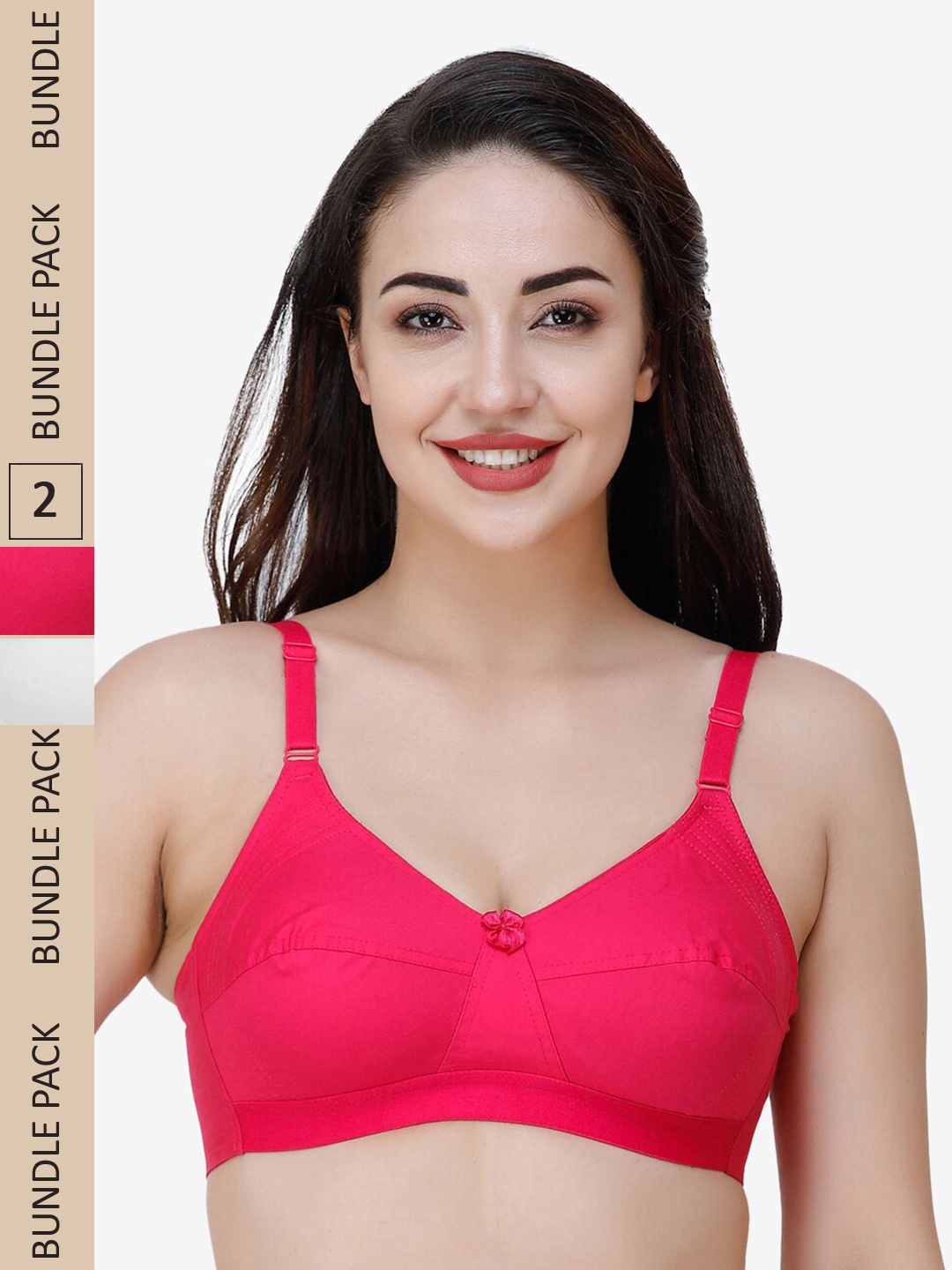 

College Girl Pack Of 2 Full Coverage All Day Comfort Cotton Everyday Bra, Pink