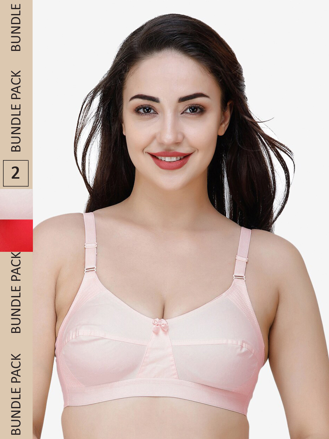 

College Girl Pack Of 2 Full Coverage All Day Comfort Cotton Everyday Bra, Pink