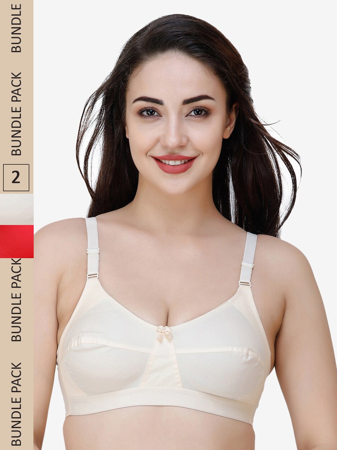 

College Girl Pack Of 2 Full Coverage All Day Comfort Cotton Everyday Bra, Beige