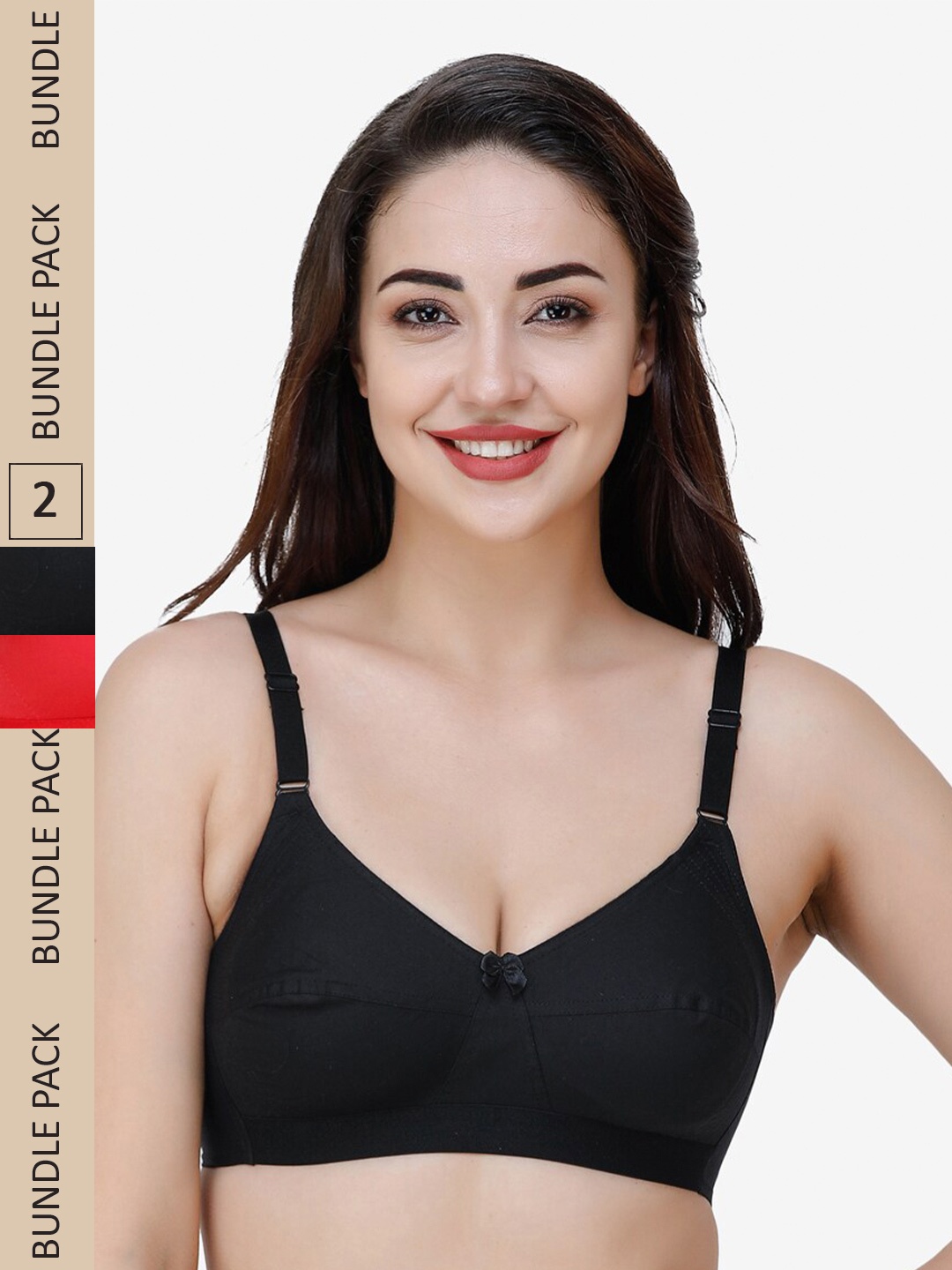 

College Girl Pack Of 2 Full Coverage All Day Comfort Cotton Everyday Bra, Black