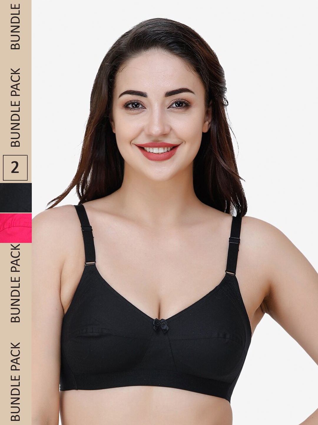 

College Girl Pack Of 2 Full Coverage All Day Comfort Pure Cotton Everyday Bra, Black