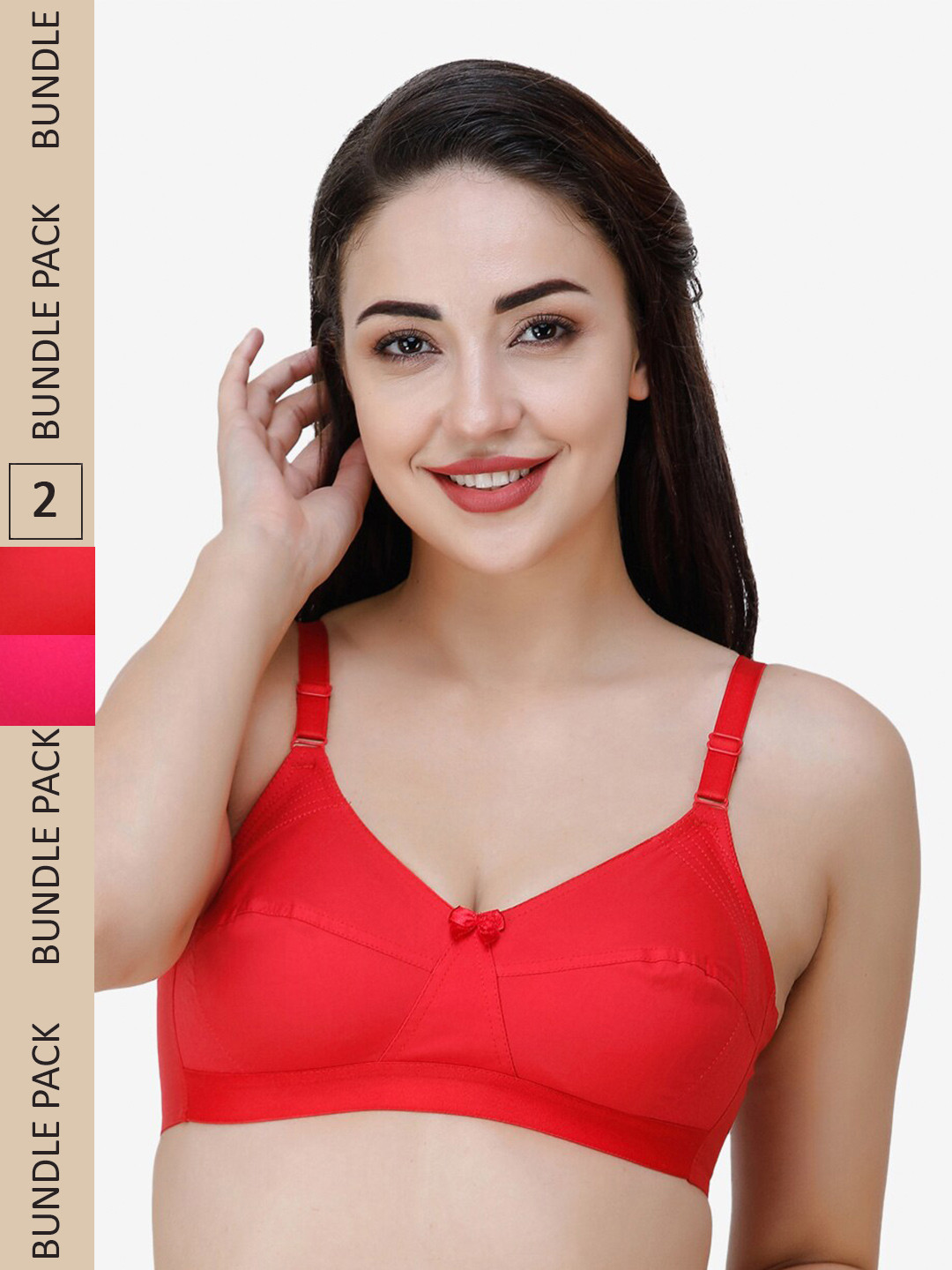 

College Girl Pack Of 2 Full Coverage All Day Comfort Cotton Everyday Bra, Red