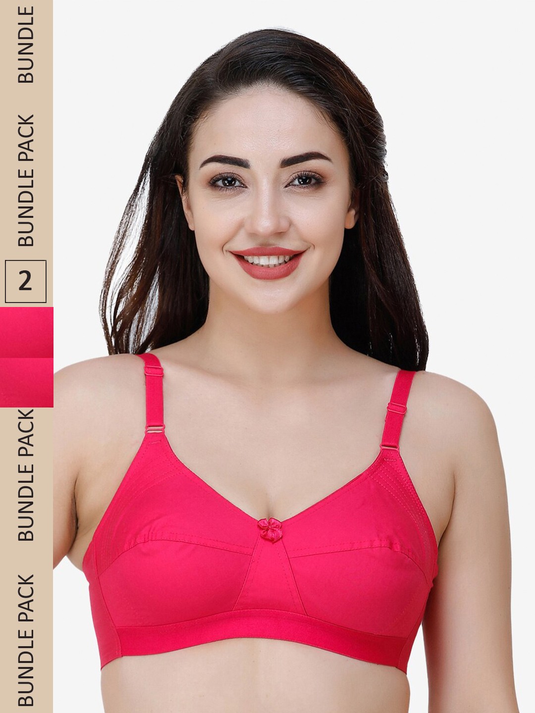 

College Girl Pack Of 2 Full Coverage All Day Comfort Cotton Everyday Bra, Pink
