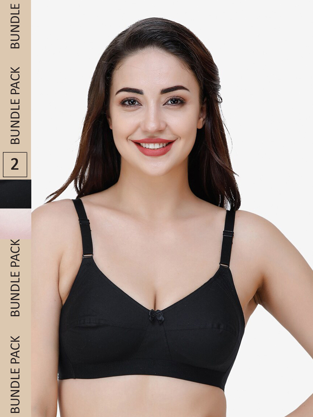 

College Girl Pack Of 2 Full Coverage All Day Comfort Cotton Everyday Bra, Black