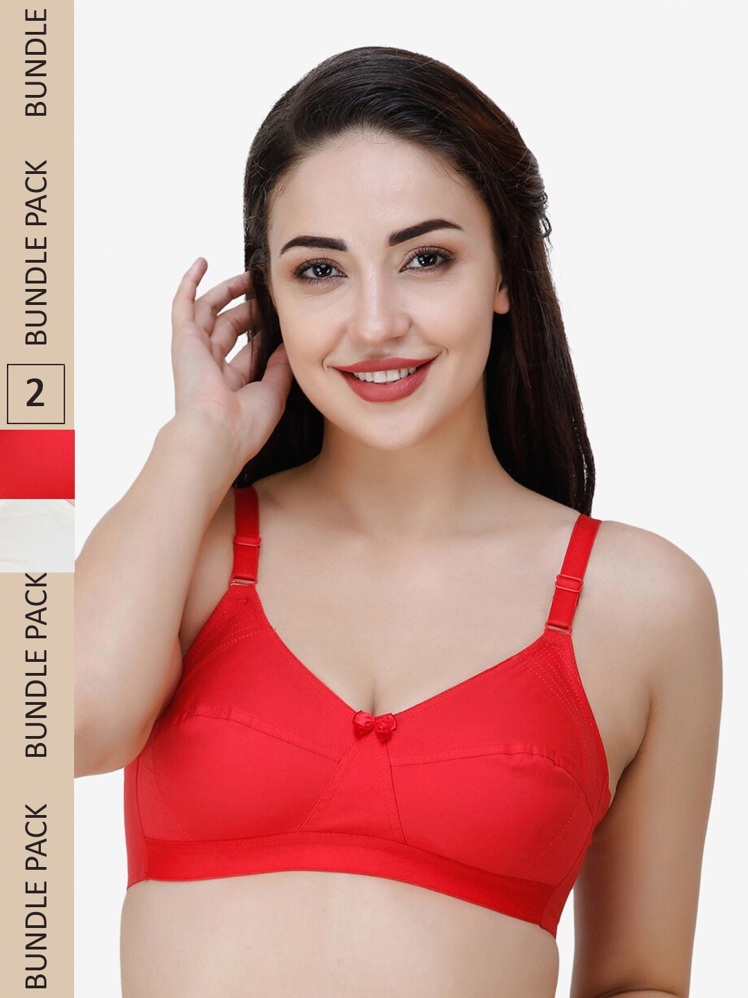 

College Girl Pack Of 2 Full Coverage All Day Comfort Cotton Everyday Bra, Red