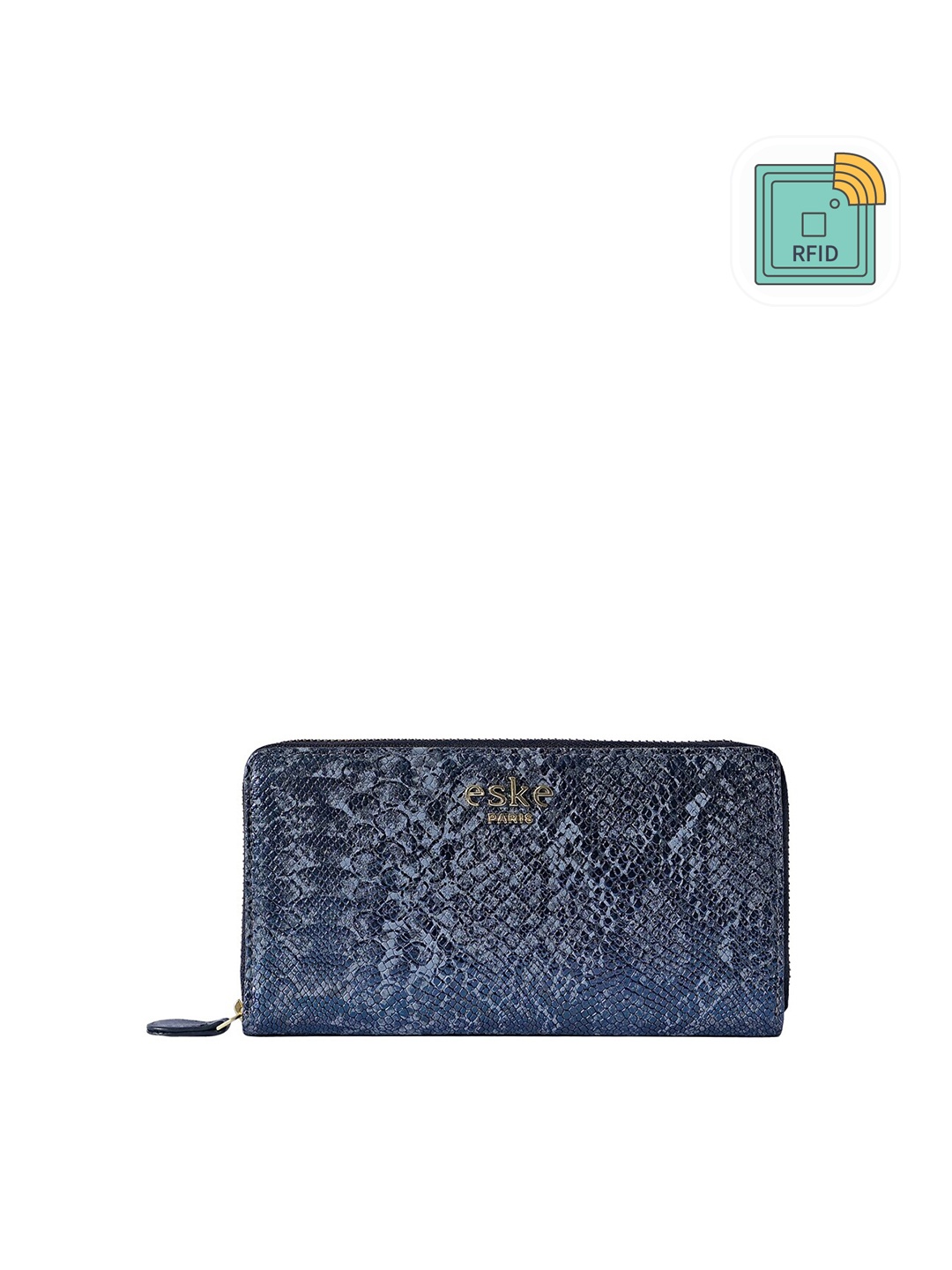 

Eske Women Textured Leather Zip Around Wallet, Navy blue