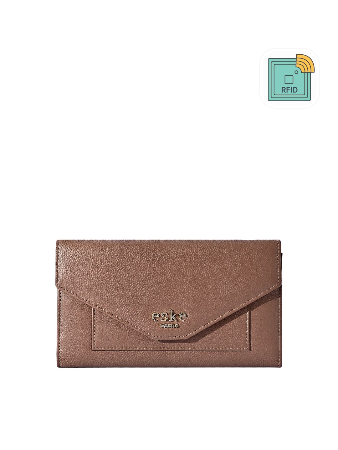 

Eske Women Leather Three Fold Wallet, Brown