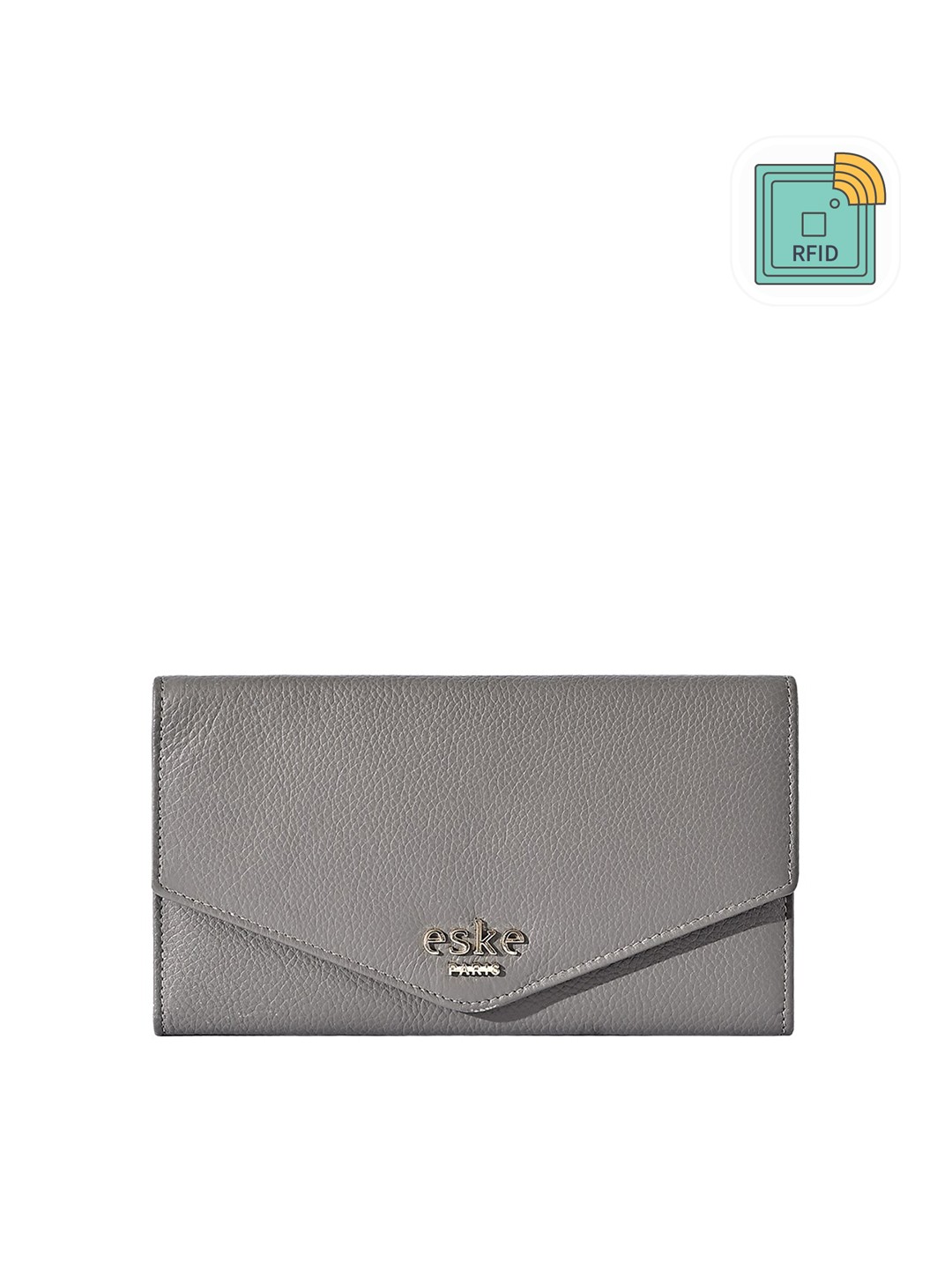 

Eske Women Leather Three Fold Wallet, Grey