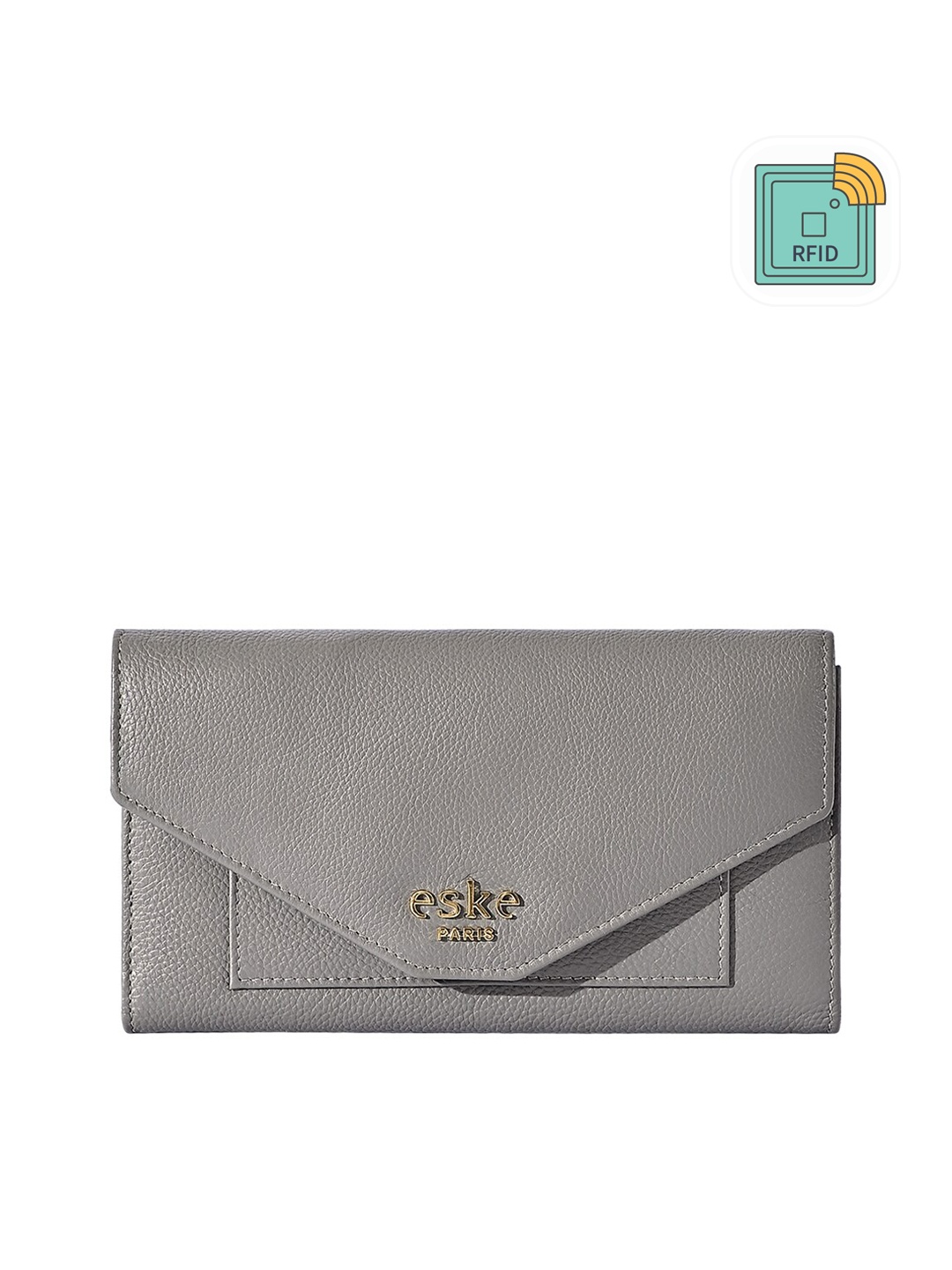 

Eske Women Textured Leather Three Fold Wallet, Grey