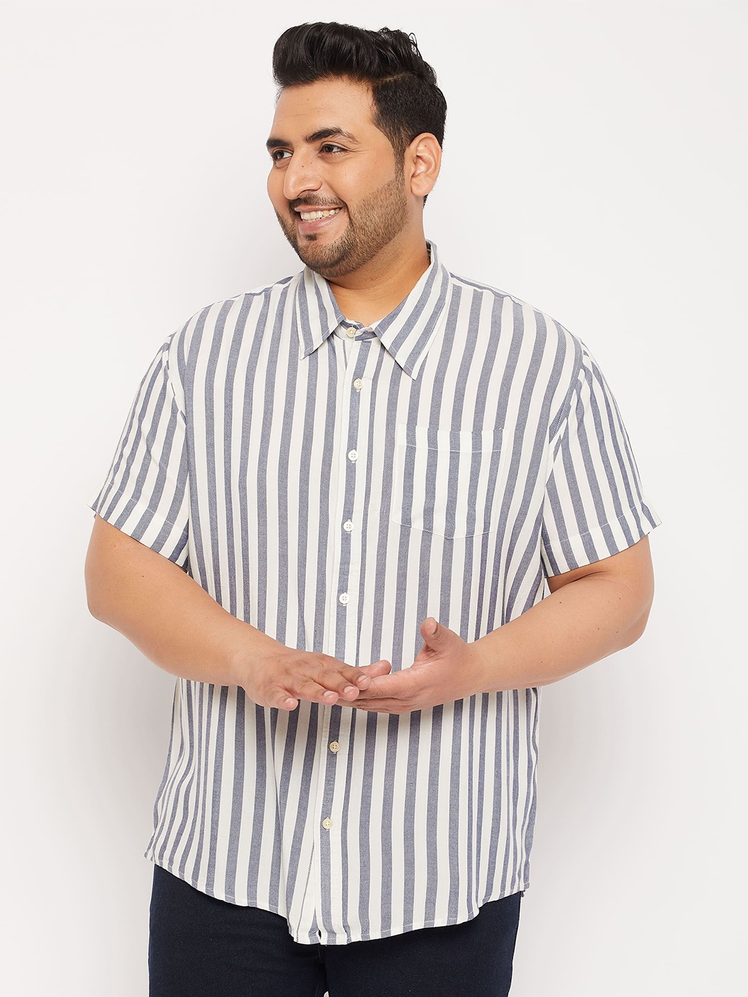 

bigbanana Striped Spread Collar Casual Shirt, White