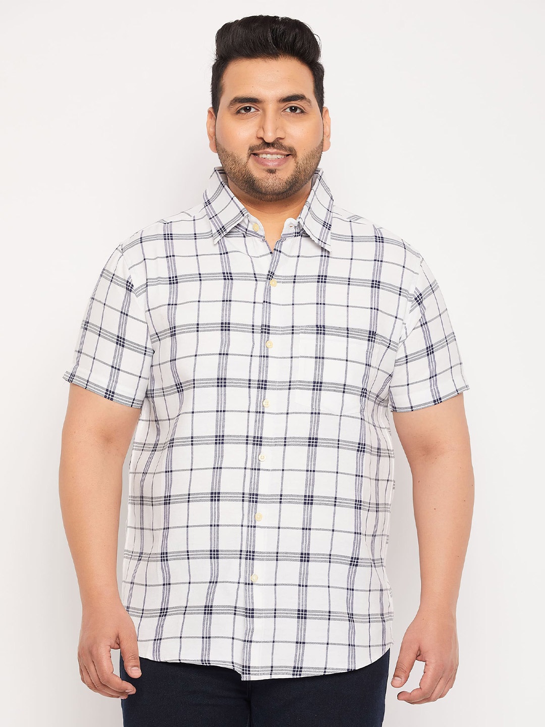 

bigbanana Tartan Checked Pure Cotton Casual Shirt, White