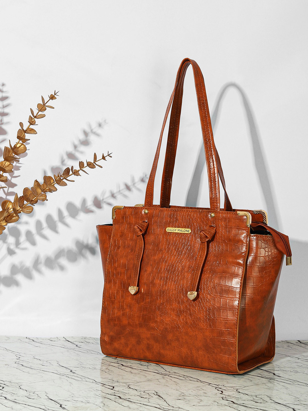 

Bagsy Malone Textured Oversized Structured Shoulder Bag, Tan