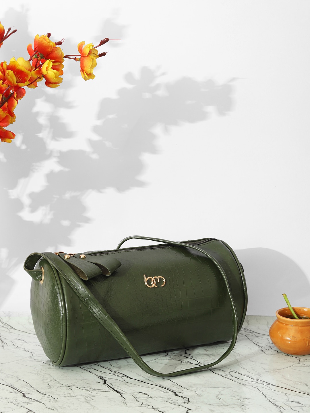

Bagsy Malone Textured Structured Sling Bag, Green