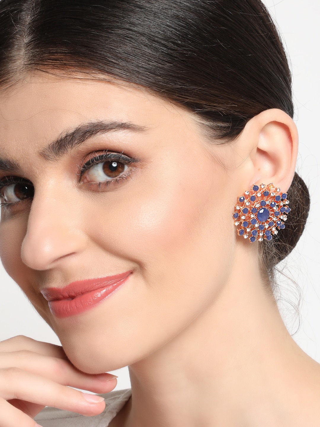 

Anouk Blue Gold-Plated Contemporary Studs Earrings