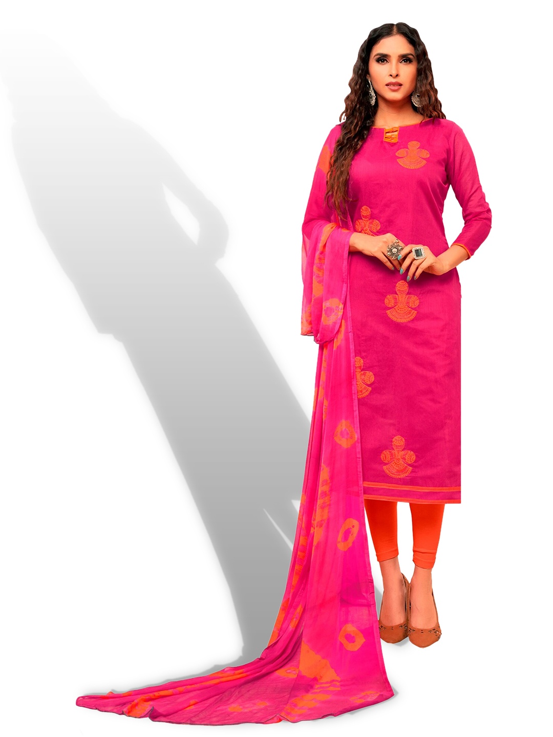 

APNISHA Embroidered Pure Silk Unstitched Dress Material, Pink