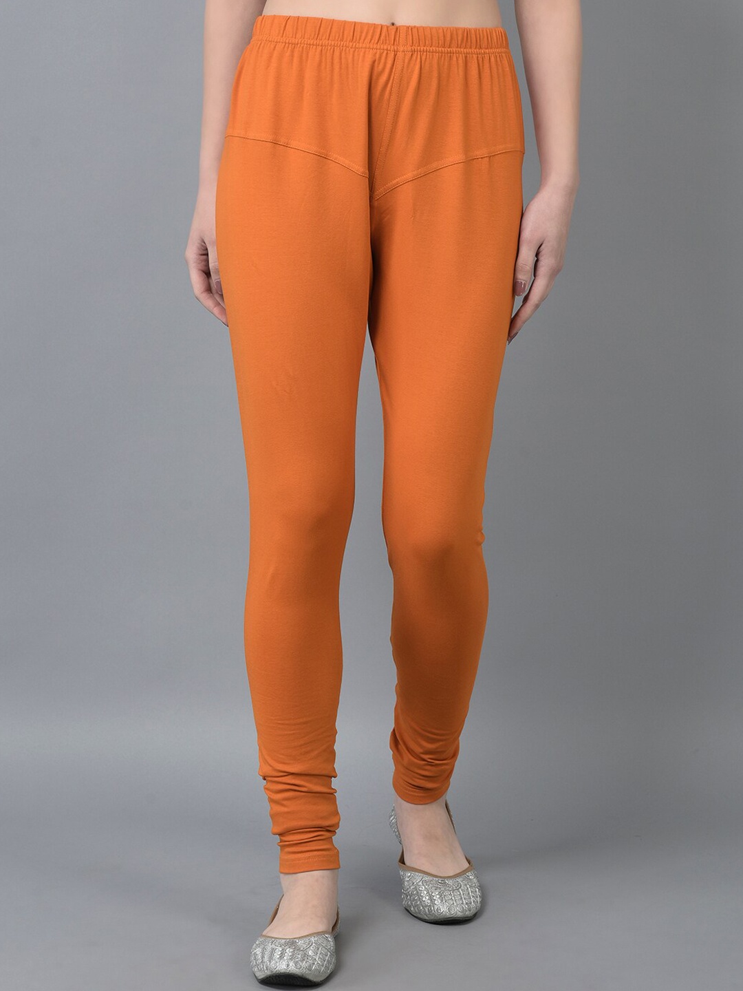 

Dollar Missy Women Mid Rise Slim Fit Churidar Length Leggings, Mustard