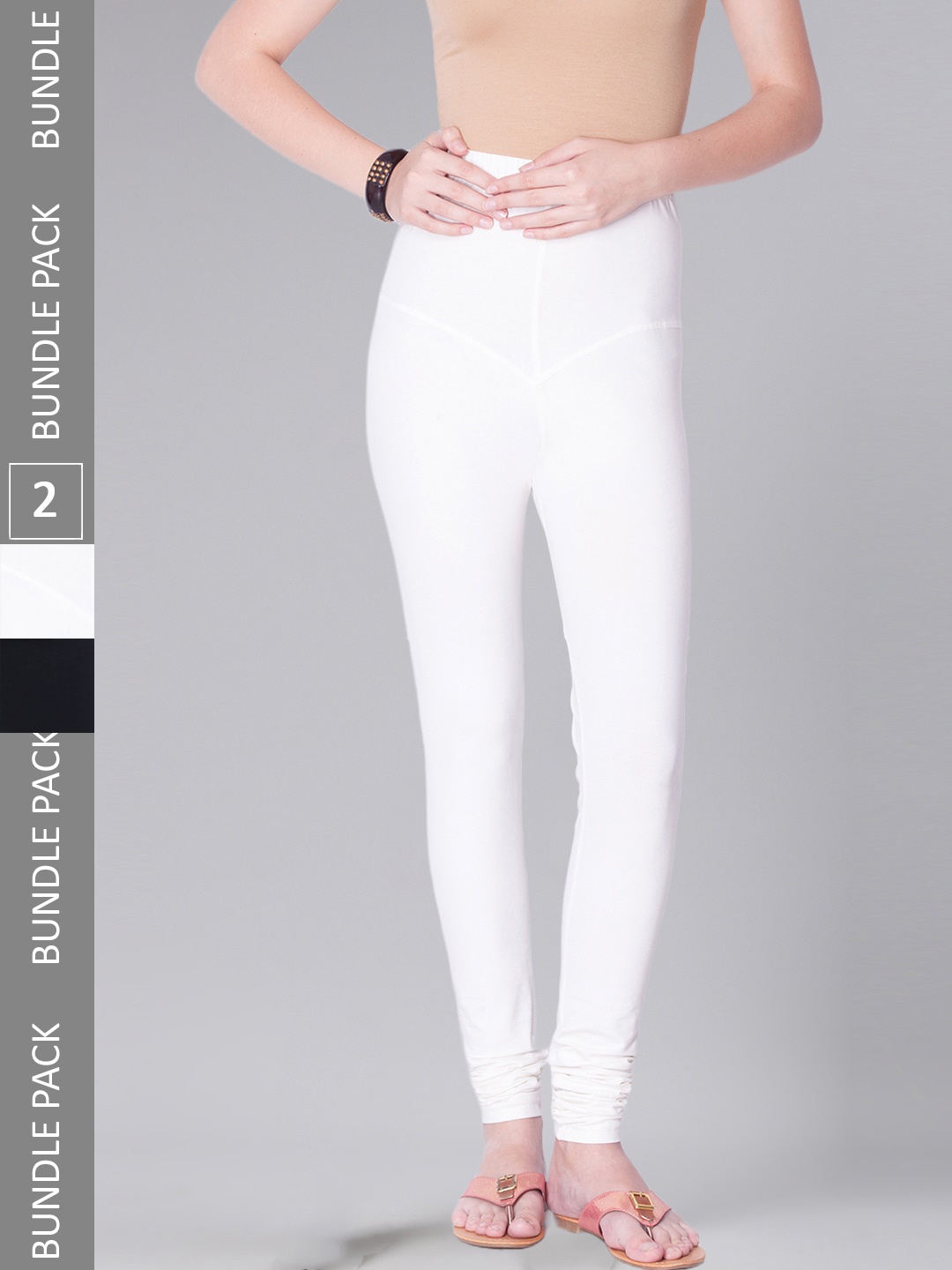 

Dollar Missy Women Pack Of 2 Mid Rise Slim-Fit Churidar Length Leggings, White