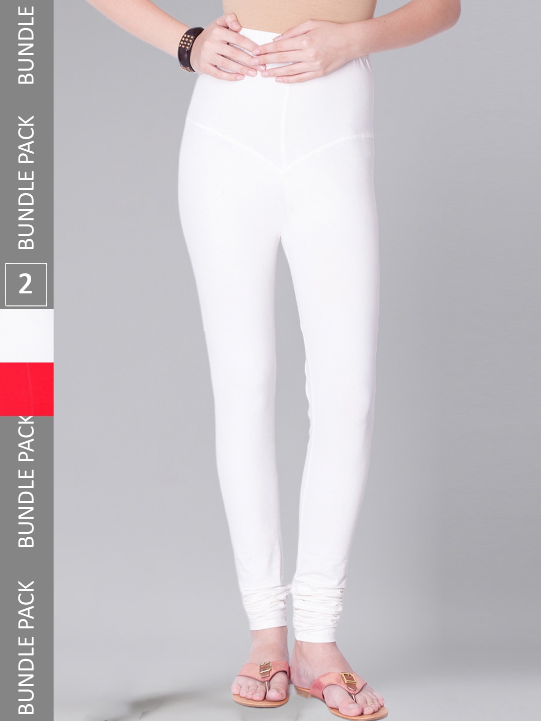 

Dollar Missy Women Pack Of 2 Mid Rise Slim-Fit Churidar Length Leggings, White