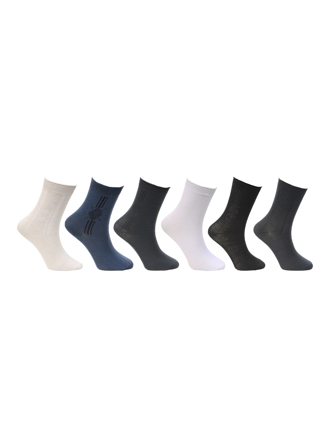 

Calvadoss Men Pack Of 6 Patterned Above Ankle-Length Socks, Blue