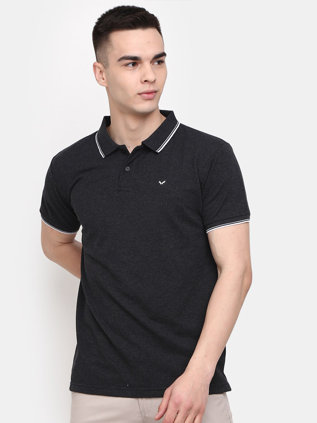 

V-Mart Polo Collar Short Sleeves Cotton Casual T-shirt, Charcoal