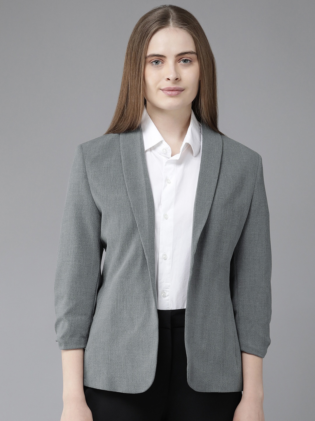 

Van Heusen Woman Grey Solid Blazer