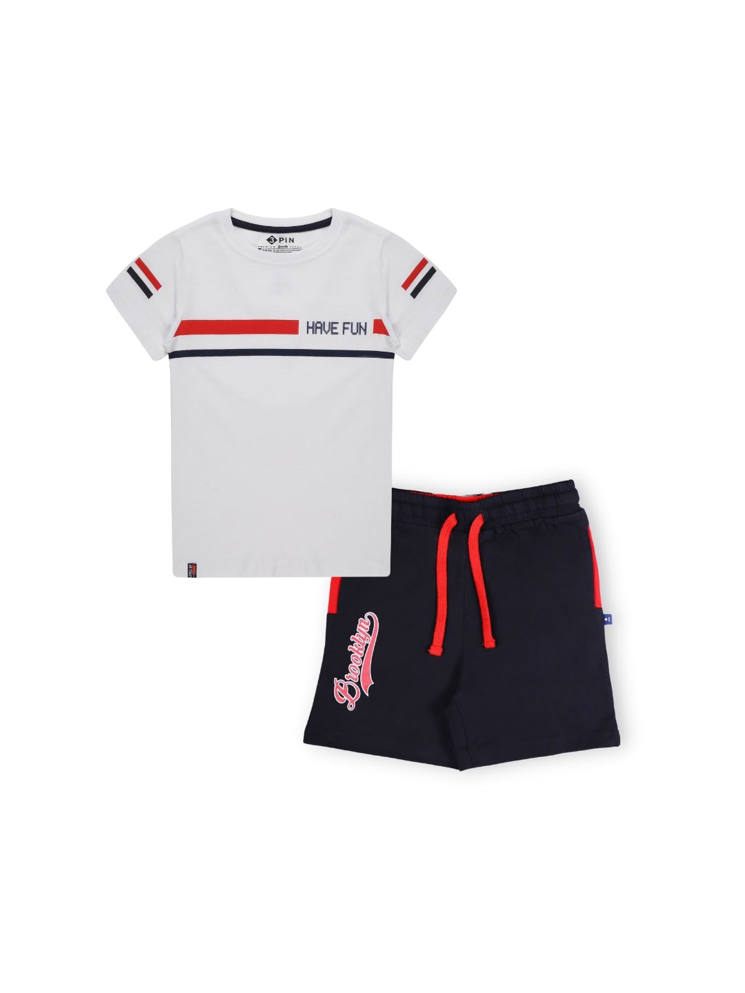 

3PIN Boys Printed Pure Cotton T-shirt With Shorts, White