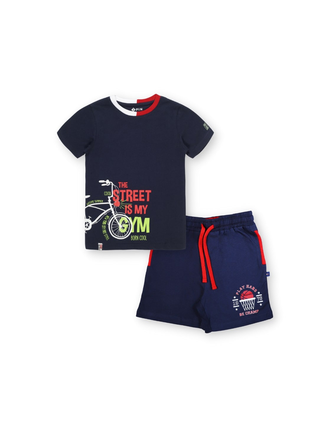 

3PIN Boys Printed Pure Cotton T-shirt with Shorts, Blue