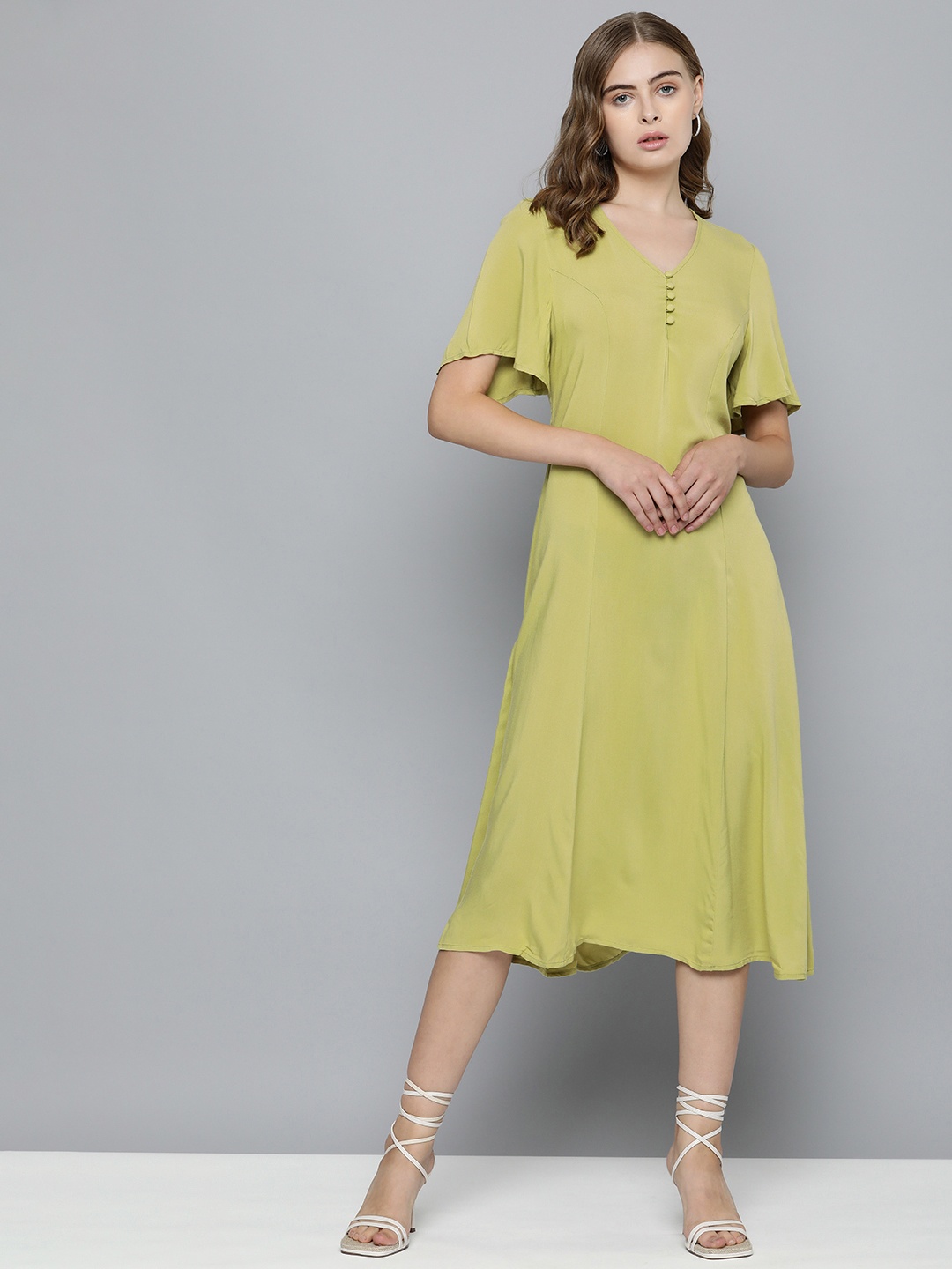 

Levis V-Neck A-Line Midi Dress, Green