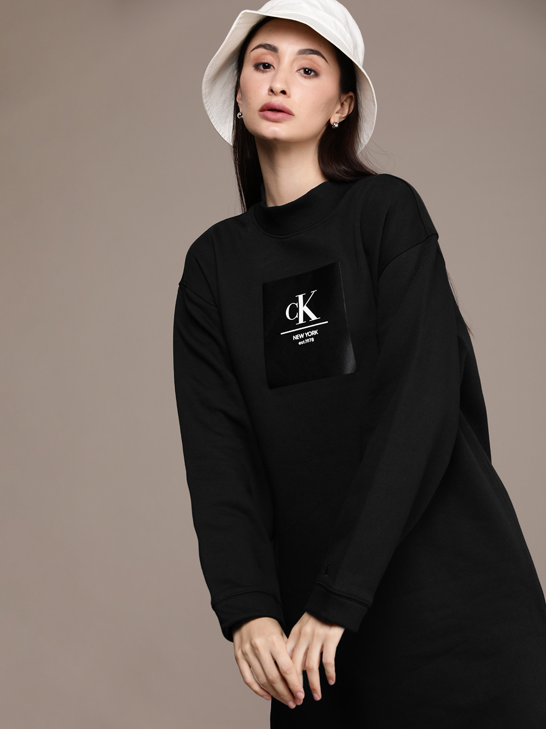 

Calvin Klein Jeans Graphic Printed Jumper Dress, Black