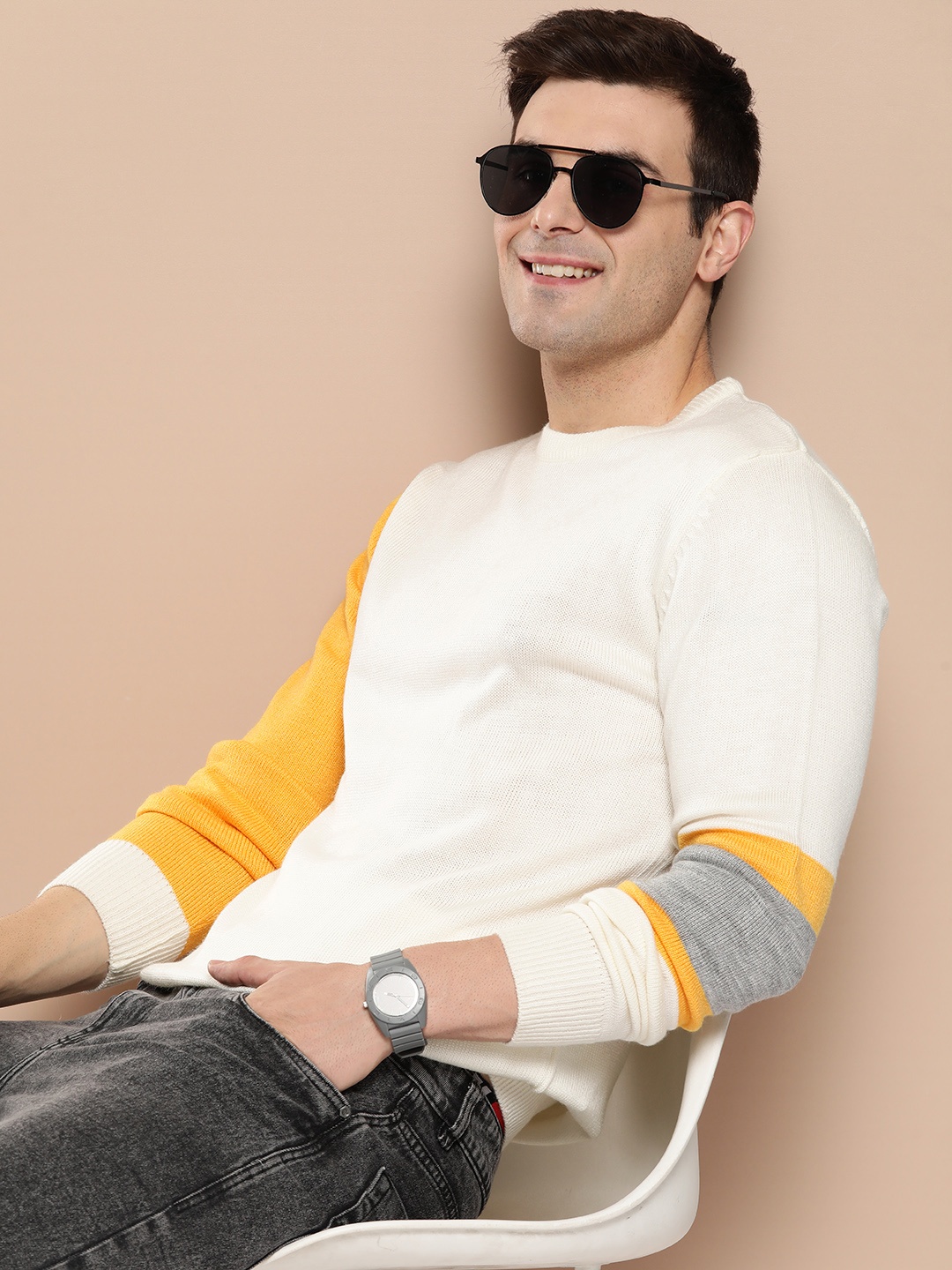 

HERE&NOW Solid Acrylic Pullover, Off white